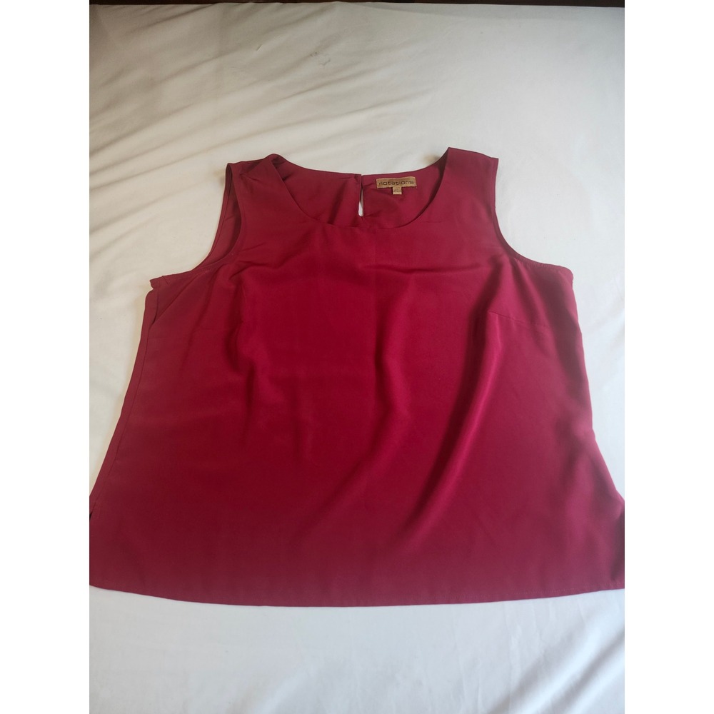Notations Womens XL Burgundy Red Sleeveless Scoop Neck Keyhole Back Blouse Top